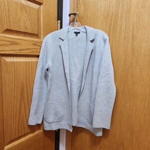 Talbots Women's Light Gray Textured Knit Open Front Cardigan Blazer XS